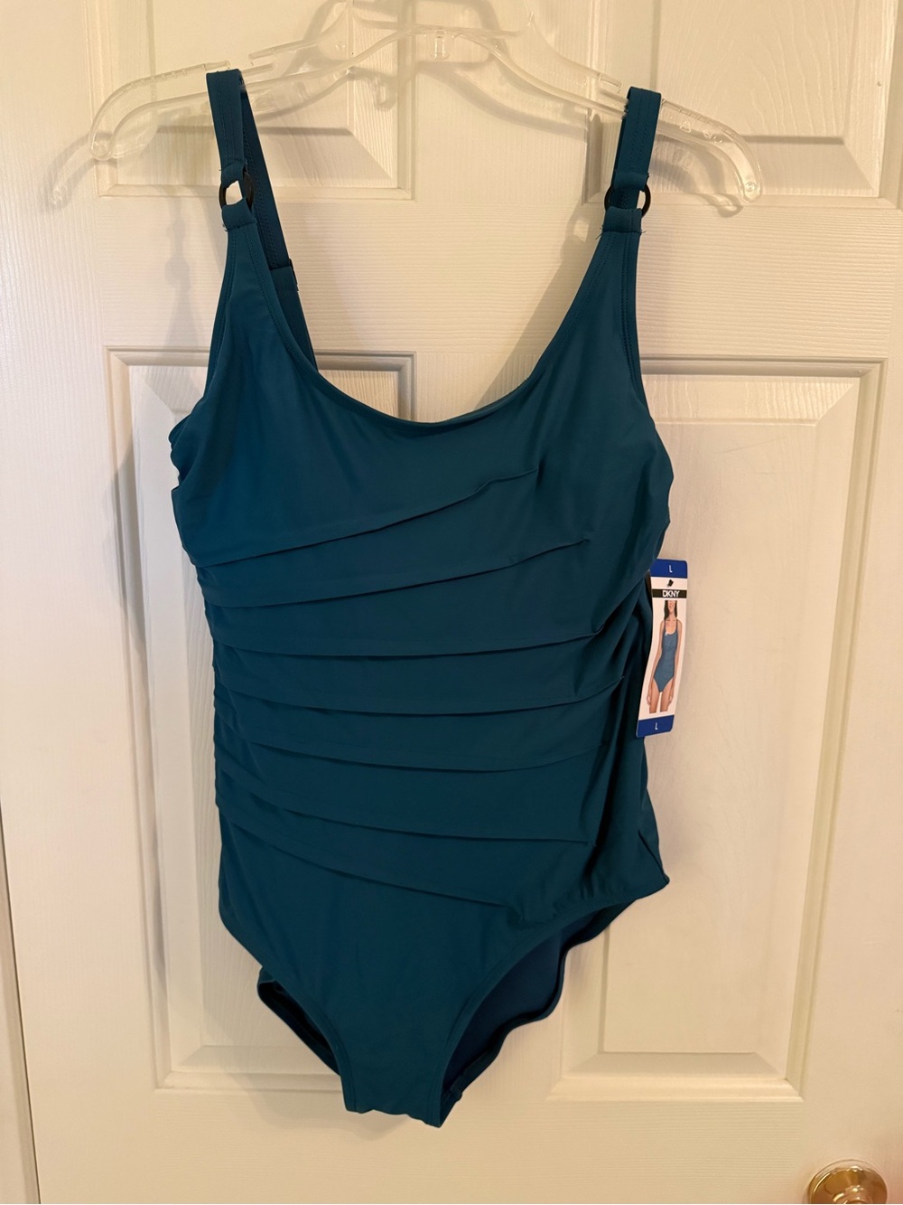 DKNY Teal One-Piece Swimsuit with Ruching